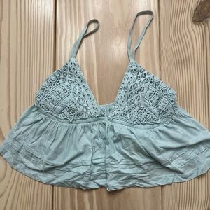 BDG Urban Outfitters Light Blue Crochet-Trim Cropped Tank Top | whimsical